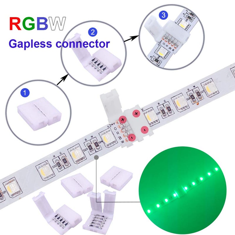 FSJEE 5Pin LED Strip Connector Kits, Comes with16.4ft RGBW Extension Wire, and Solderless RGBW Connector for 12mm Width 5Pin LED Strip Light - Image 4